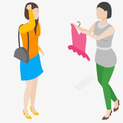 购物买衣服女士买衣服插画矢量图高清图片