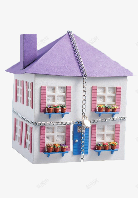 台面上的模型房子副本png免抠素材_88icon https://88icon.com 房子 模型 铁链 锁