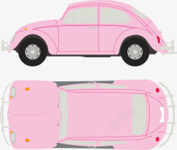 粉红色汽车可爱粉红色甲壳虫小汽车高清图片