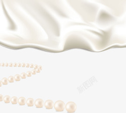 圆润珍珠洁白丝绸素材