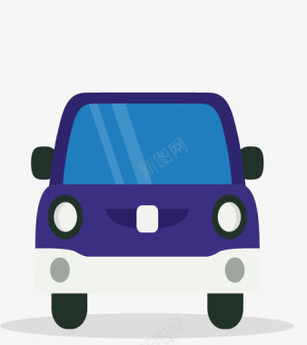 汽车存放标志蓝色卡通小汽车图标图标