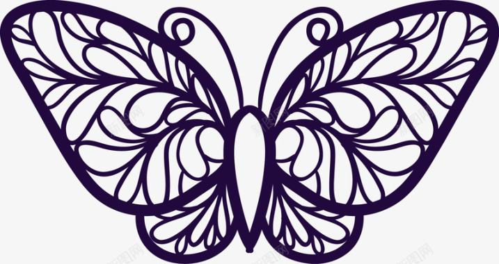 唯美蝴蝶纹饰手绘黑白蝴蝶图标图标