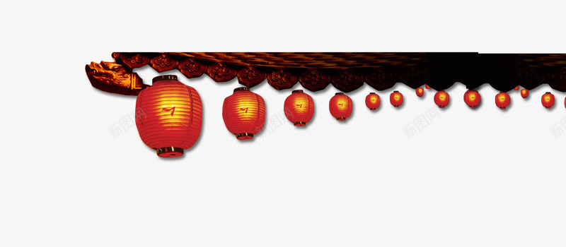 中国新年房檐装饰png免抠素材_88icon https://88icon.com 中国风 屋檐 房檐 新年 红灯笼