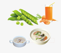 皮蛋瘦肉粥和胡萝卜汁素材