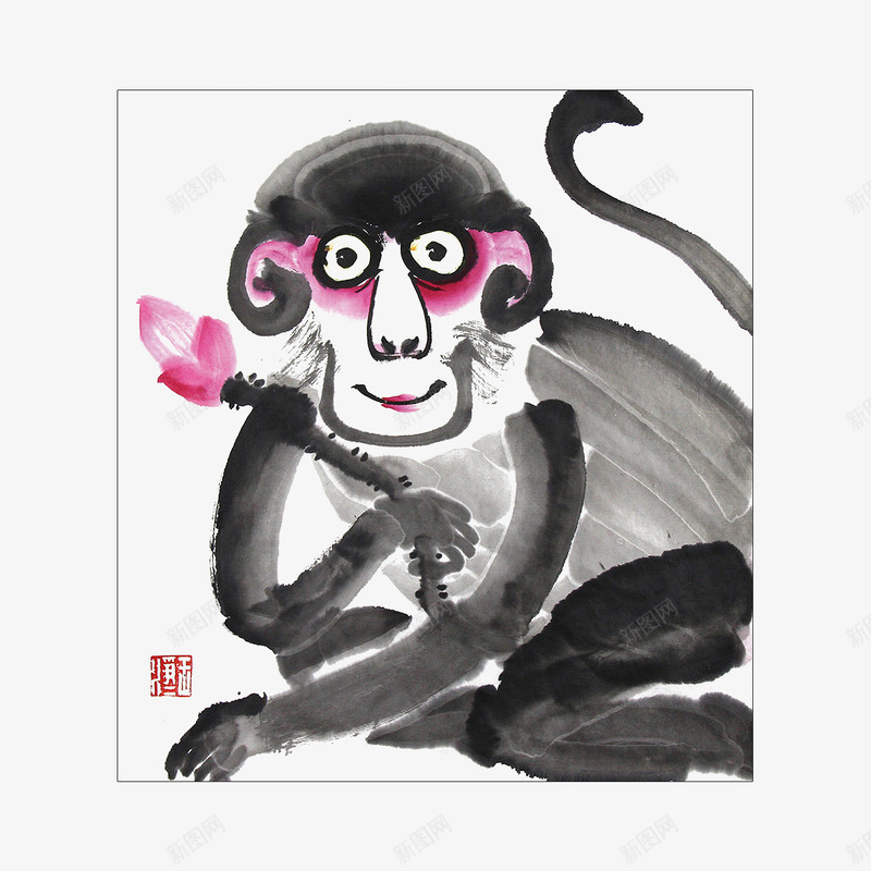 中国风水墨画拿荷花的猴子插画免png免抠素材_88icon https://88icon.com 中国风 中国风水墨画拿荷花的猴子插画免抠免费下载 传统 十二生肖 国画 文化 水墨 水墨猴子 水墨画 猴子 猴年 荷花