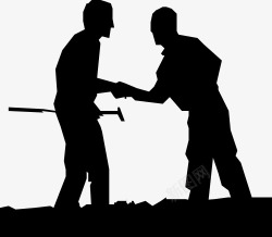 黑白高尔夫球场握手的两个人素材