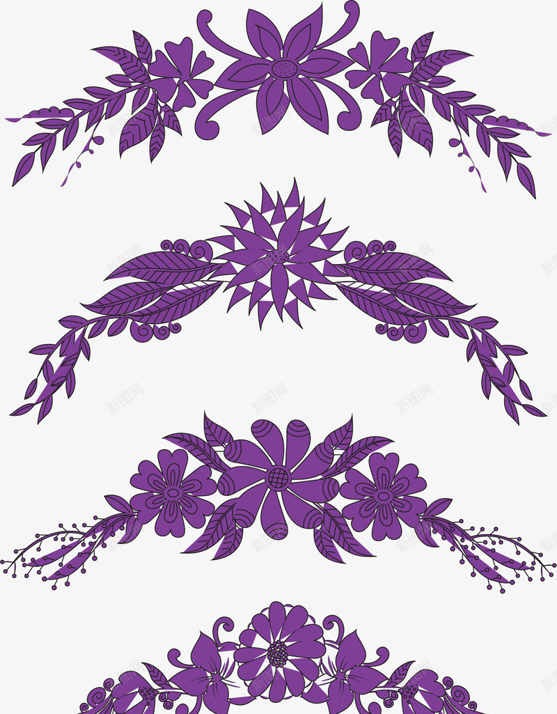 复古紫色花朵标题框png免抠素材_88icon https://88icon.com 分隔栏 复古风 矢量素材 紫色 花朵标题框