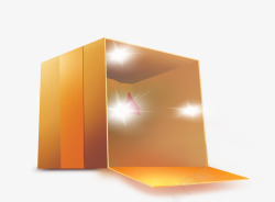 黄色空纸箱亮光礼盒素材