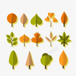 彩色秋季树叶矢量图素材