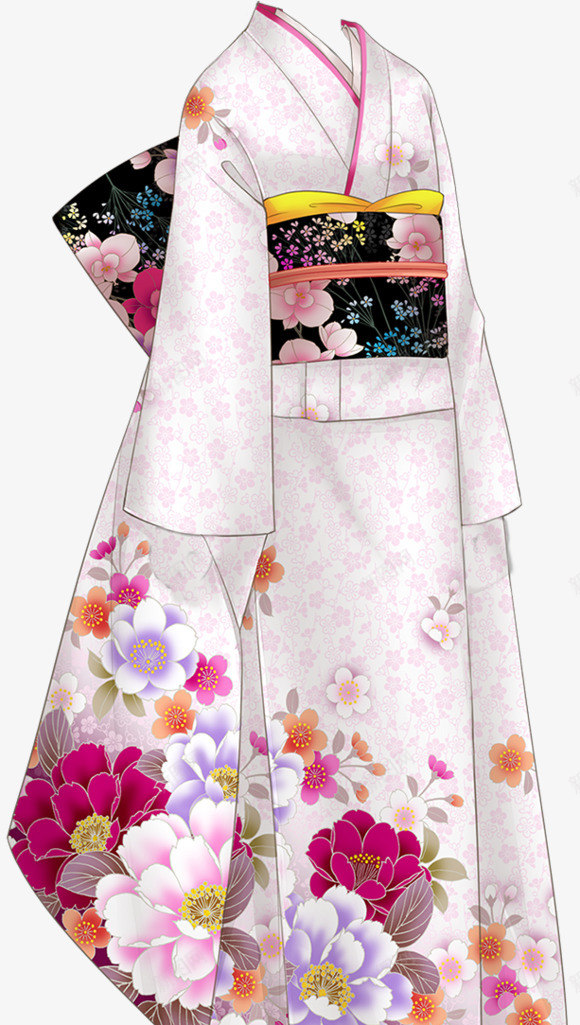 白色花纹日本服饰png免抠素材_88icon https://88icon.com 日本 服饰 白色 花纹