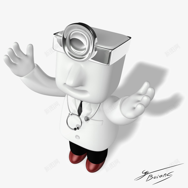 有质感的白色3D小人医生png免抠素材_88icon https://88icon.com 元素 医生 小人 形象 模型 白色 质感