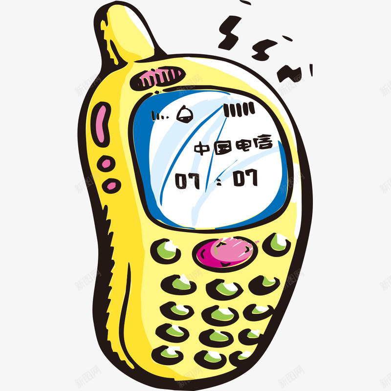 手绘黄色手机模型png免抠素材_88icon https://88icon.com 手机 手机模型 手绘模型 黄色手机
