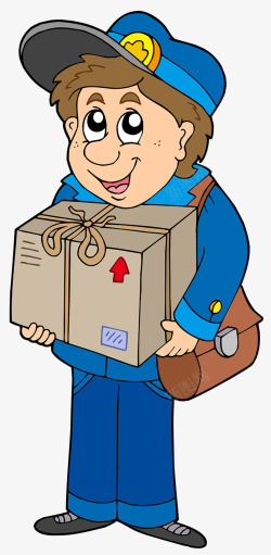 邮递卡通人物戴蓝色帽子的邮递员高清图片