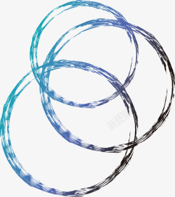 蓝色渐变线条圆圈素材