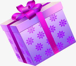 手绘紫色纹理礼盒装饰素材