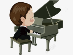 弹钢琴的艺术小男孩素材
