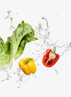 黄灯笼椒水波动感蔬菜高清图片