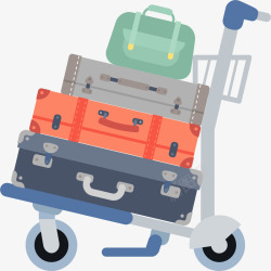 拖行李的小马拖行李箱行李车旅游矢量图高清图片