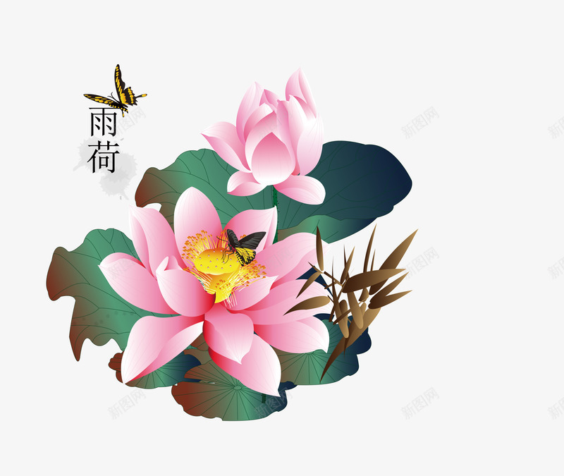 中国风立体雨后荷花png免抠素材_88icon https://88icon.com 中国风 立体 蝴蝶 雨后荷花