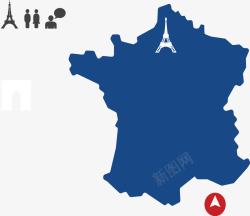 法国地图扁平化素材