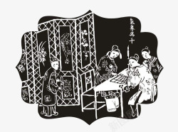 中国风下棋古人下棋素材