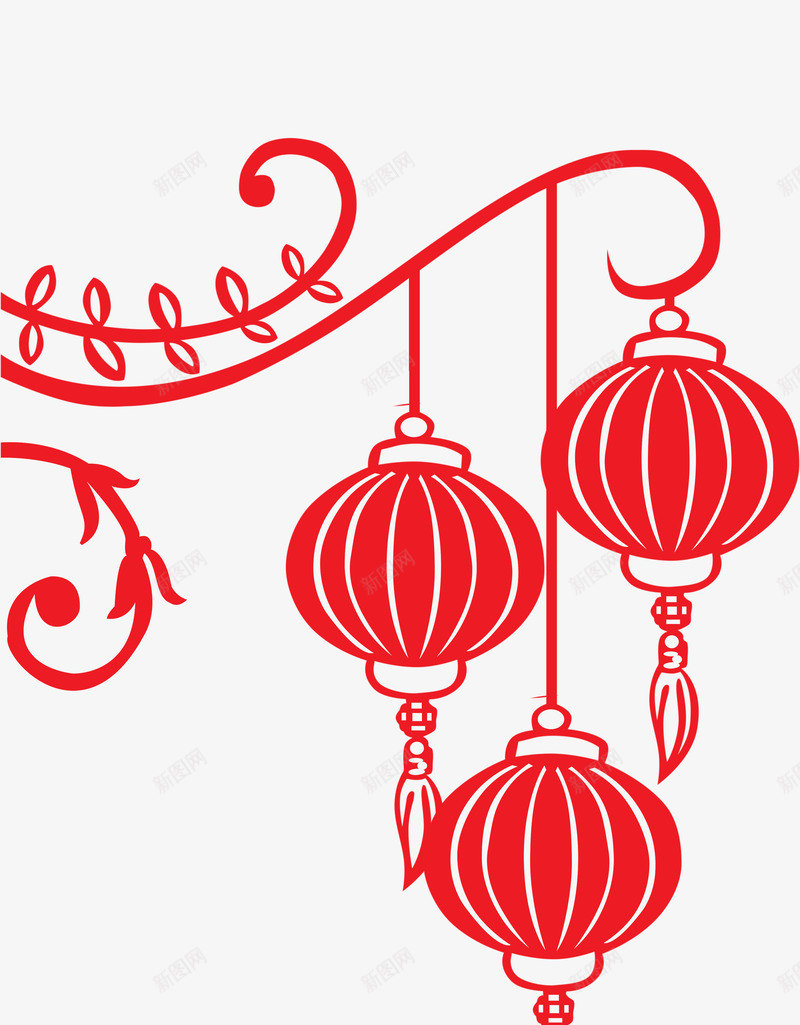 三个挂着的红灯png免抠素材_88icon https://88icon.com 提灯笼 新年 春节 灯笼 红灯笼 节日