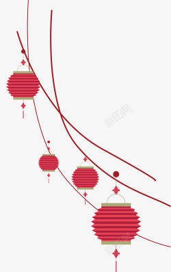 红色卡通喜庆灯笼素材