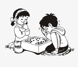 下棋流汗的男生素材