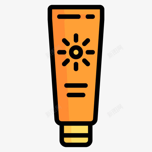 卡通防晒霜png免抠素材_88icon https://88icon.com 卡通 图案 护肤品 简笔 防晒霜 黄色 黑色