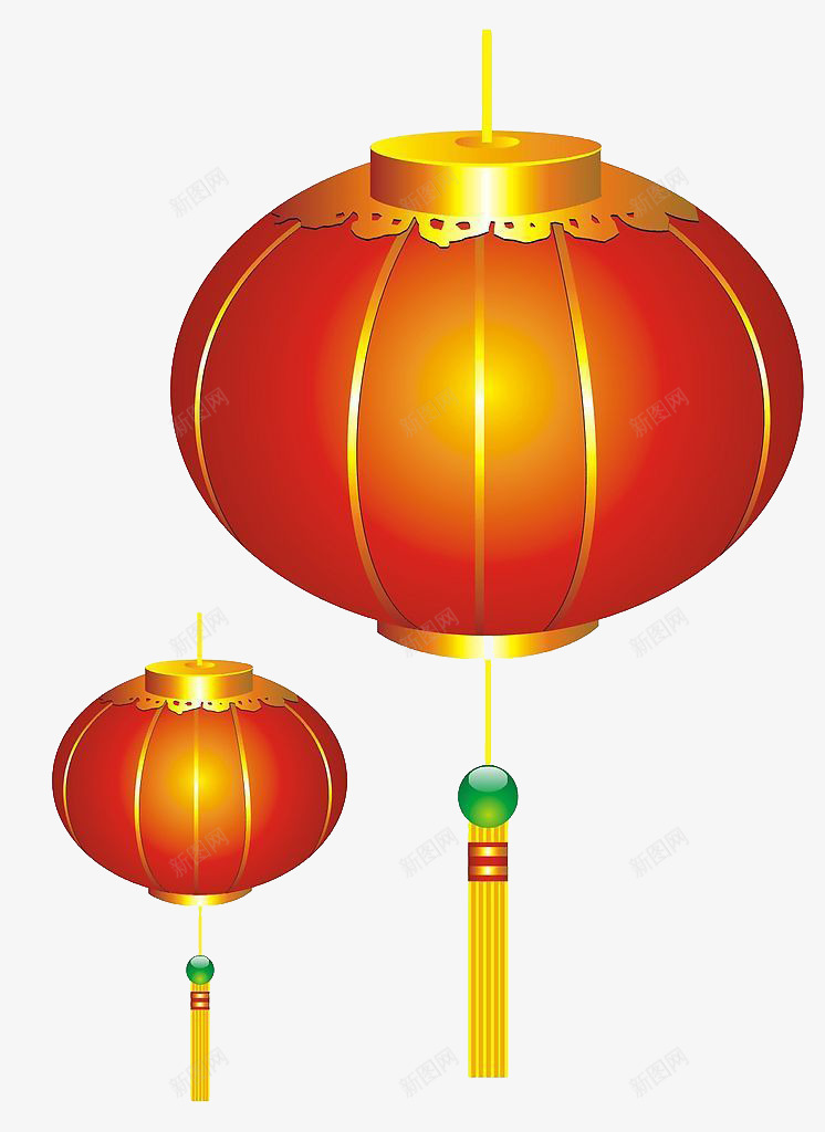 黄红色手绘新年红色灯笼png免抠素材_88icon https://88icon.com 新年 灯笼 红色