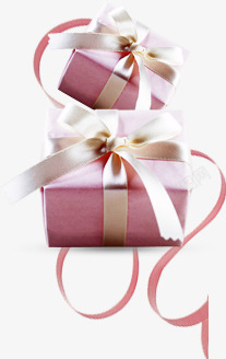 粉色蝴蝶结丝带礼盒素材