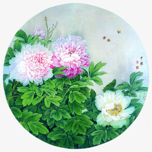 荷花圆形图png免抠素材_88icon https://88icon.com 中国风 扇子 花卉