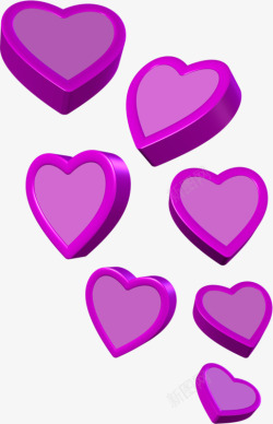 紫色立体心形装饰盒子素材