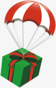 绿色礼盒降落伞双11卡通素材