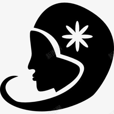 女人的帮助处女座女人的头部形状象征图标图标