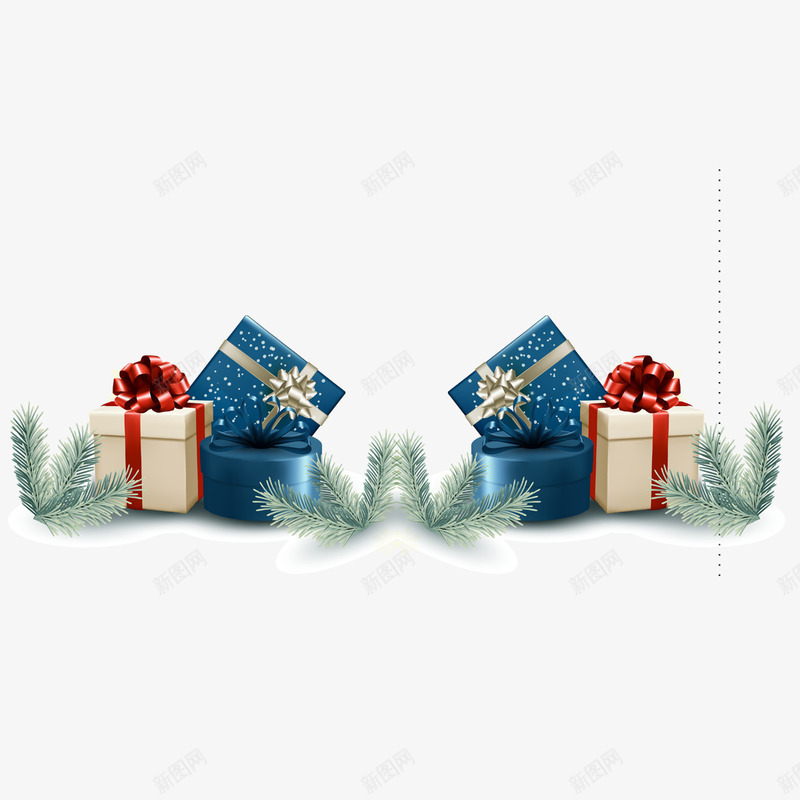 蓝色礼盒植物psd免抠素材_88icon https://88icon.com 商务 圣诞 圣诞节 植物 礼盒 纹理 节日 花纹 蓝色
