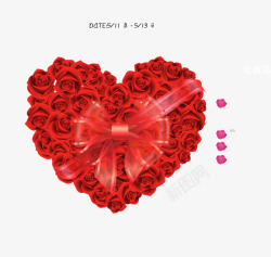 情人节广告装饰玫瑰骈接爱心矢量图高清图片