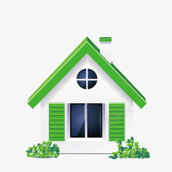 绿色小房子模型青草素材