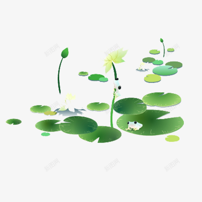 卡通荷花荷叶png免抠素材_88icon https://88icon.com 卡通荷花 手绘 荷叶