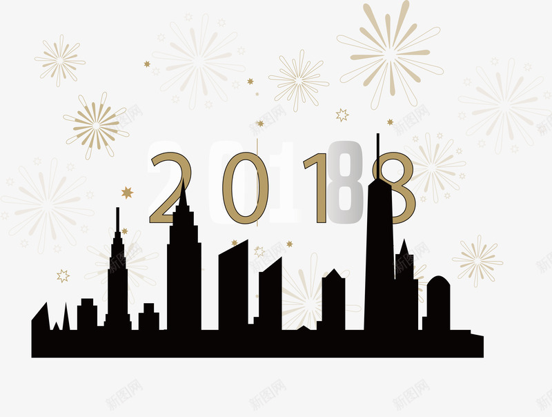 跨年夜烟火png免抠素材_88icon https://88icon.com 2018新年 新年烟火 烟火 烟花 矢量png 跨年烟花