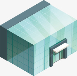 蓝色仓库3D地标建筑模型房素材
