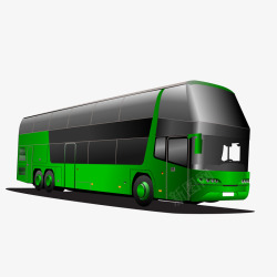 卡通绿色的大巴汽车矢量图素材