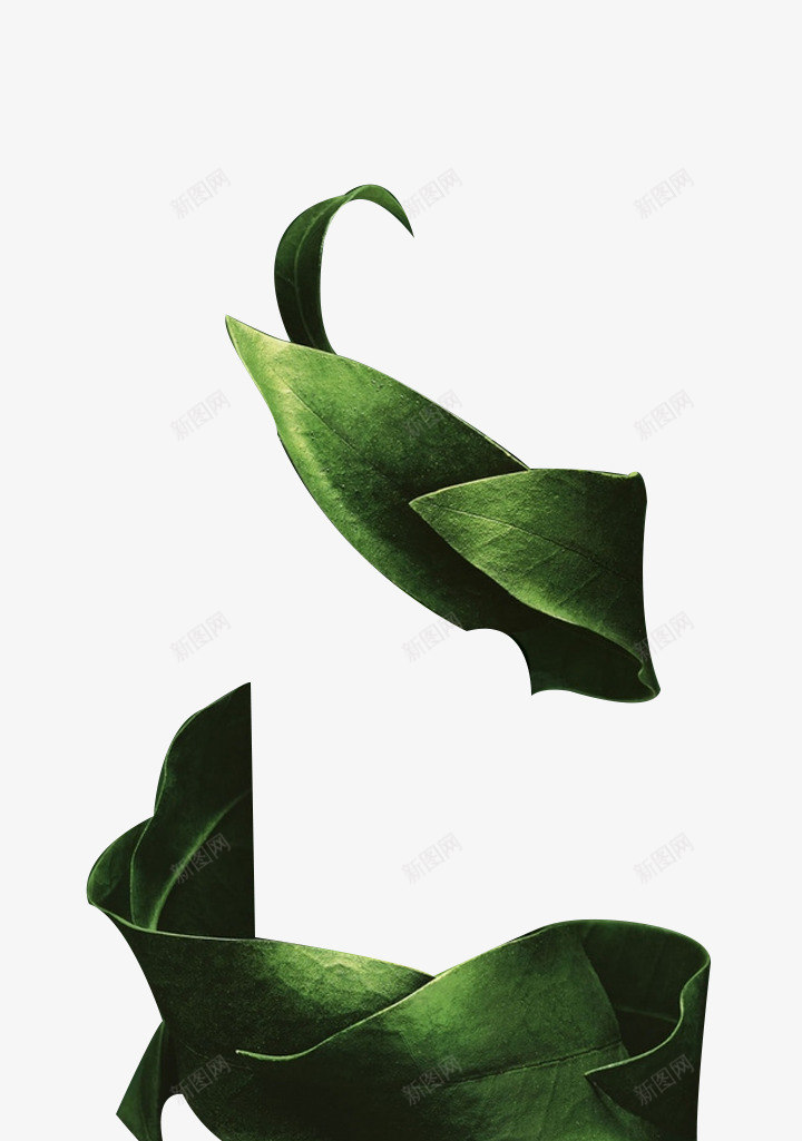 绿色手绘漂浮落叶png免抠素材_88icon https://88icon.com 漂浮 绿色 落叶