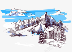 雪山和蓝天素材