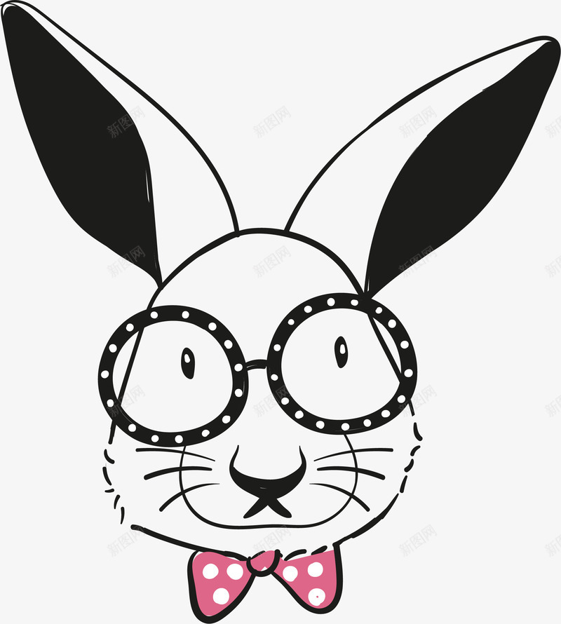 可爱黑白兔子漫画矢量图ai免抠素材_88icon https://88icon.com 兔子 创意 卡通 可爱 填色练习 彩色图 手绘图 矢量图 简约 黑白