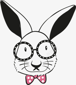 可爱黑白兔子漫画矢量图素材