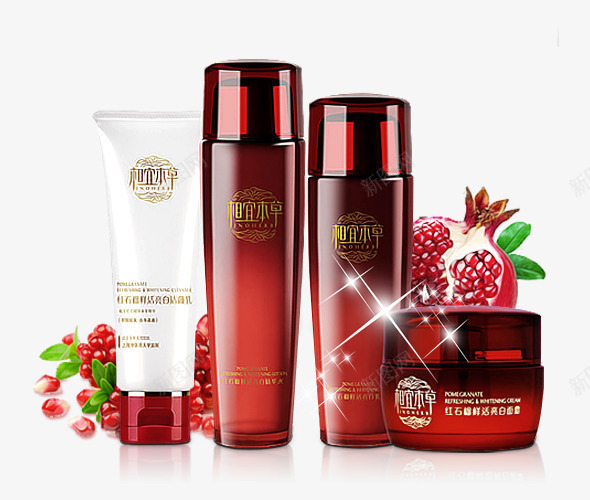 护肤品套装和石榴psd免抠素材_88icon https://88icon.com 套装 护肤品 护肤品套装 石榴