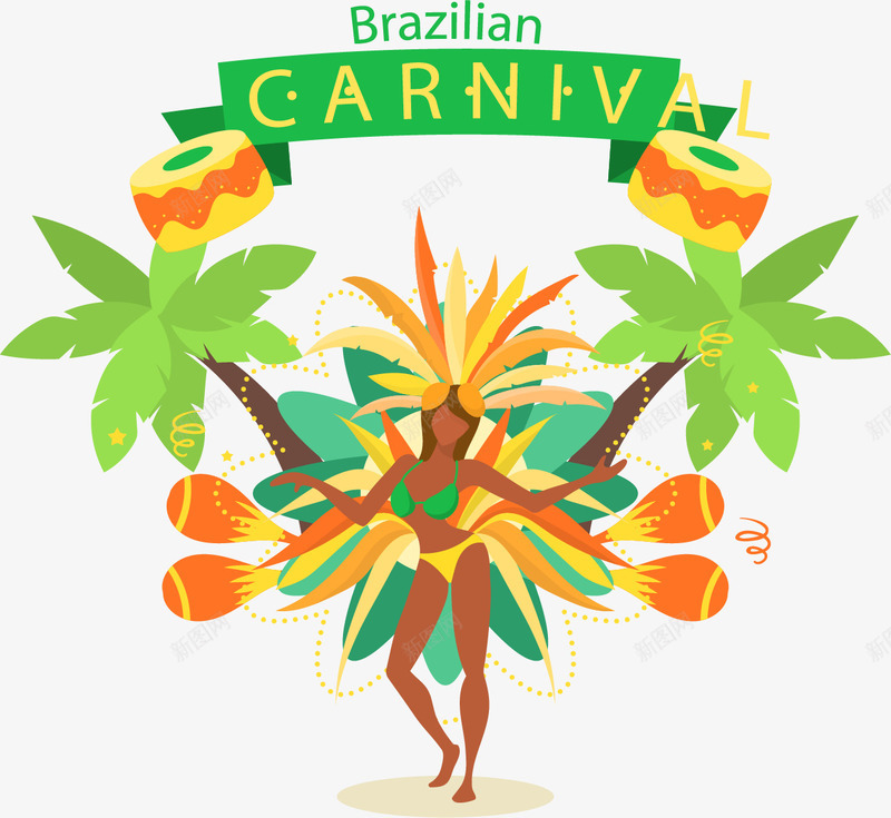巴西狂欢节跳舞女郎png免抠素材_88icon https://88icon.com 巴西 狂欢派对 狂欢节 矢量素材 跳舞女郎