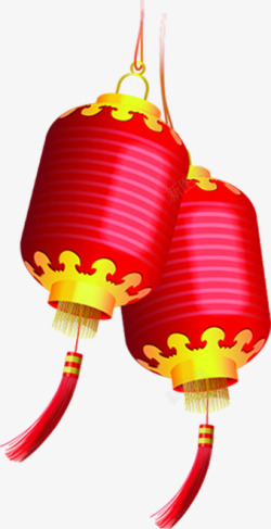 手绘中国风红色灯笼装饰素材