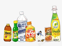 卡通彩色日本饮料素材